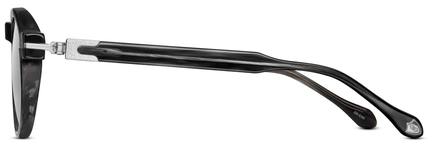 Alexander Daas - Matsuda M2050 Sunglasses - Black Striped & Brushed Silver - Side View