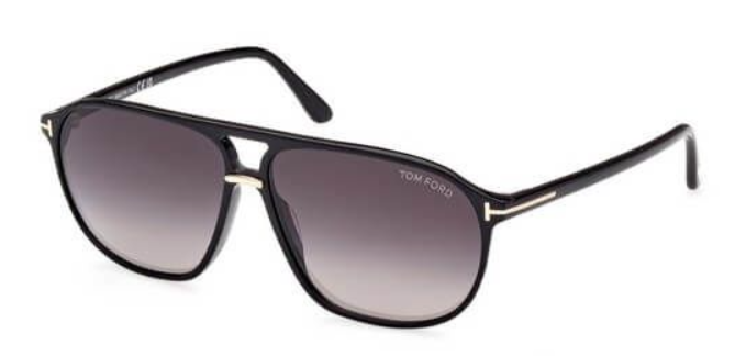 Alexander Daas - Tom Ford Bruce FT1026 Sunglasses - Shiny Black - Grey Gradient - Side View