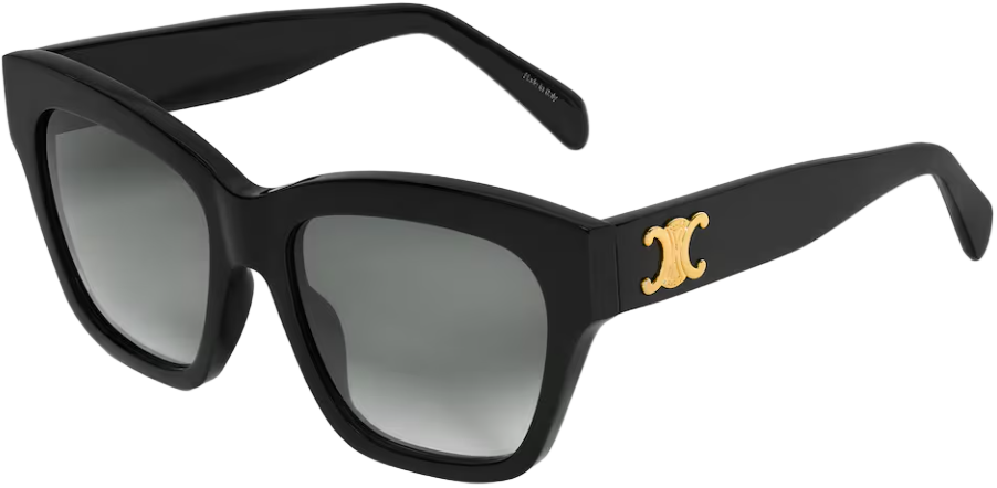 Alexander Daas - Celine CL40253I Sunglasses - 01F Shiny Black Gold - Brown Gradient - Side View