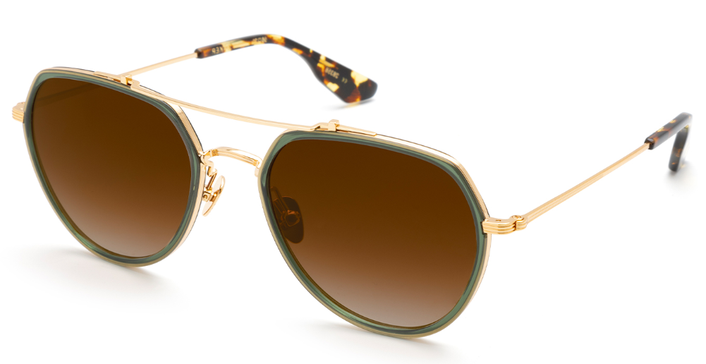 Alexander Daas - Krewe Baker Sunglasses - 18K Bottle Green Zulu - Amber Gradient - Side View