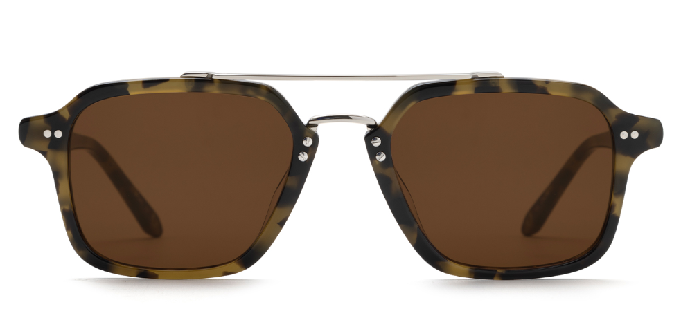 Alexander Daas - Krewe Colton Sunglasses - Tortuga Silver - Amber - Front View