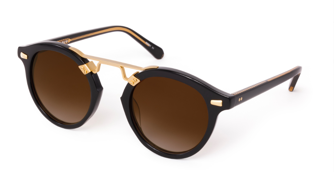 Alexander Daas - Krewe STL II Sunglasses - Black + Black Tea 18k - Brown Gradient - Side View