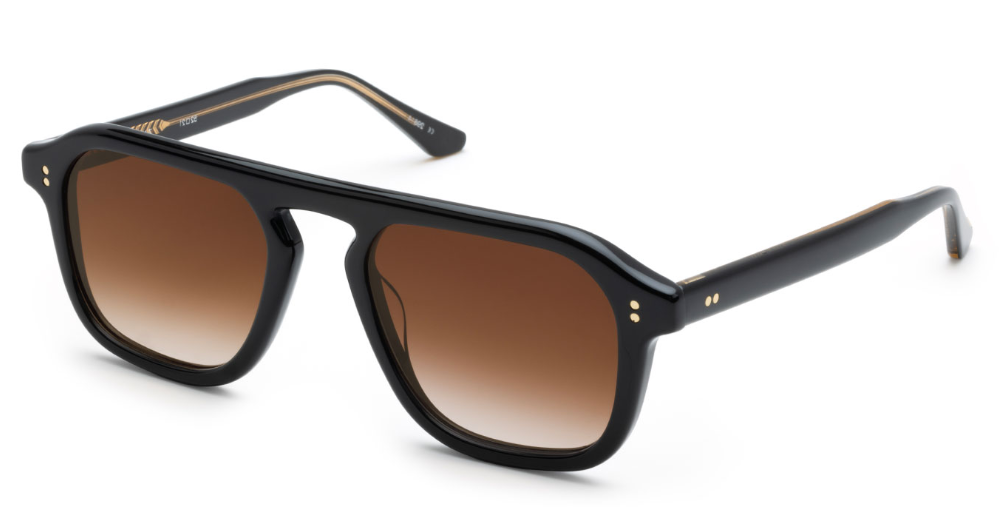 Alexander Daas - Krewe Zander Sunglasses - Black + Black Tea - Amber Gradient - Side View