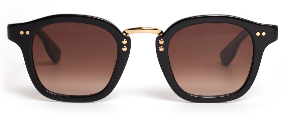 Alexander Daas - Krewe Campbell Sunglasses -  Black + Black Tea 18k - Amber Gradient - Front View