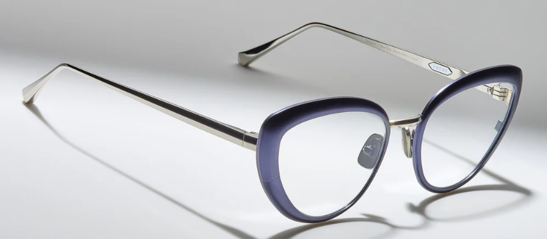 Alexander Daas - Press Barracuda Eyeglasses - ST001 Navy Platinum - Side View