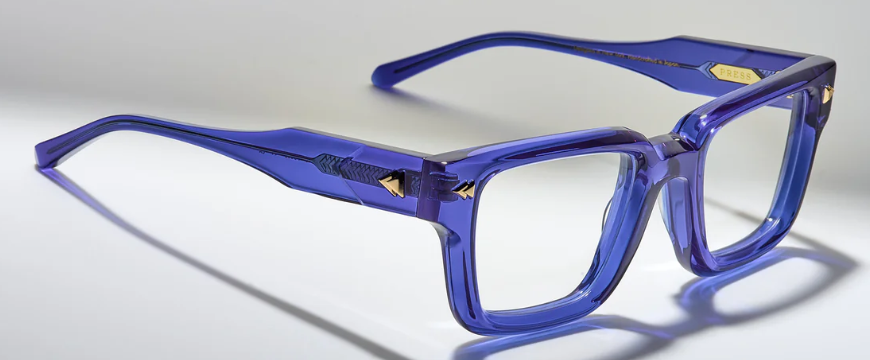 Alexander Daas - Press Hollet Eyeglasses - PU003 Electron Blue Gold - Side View
