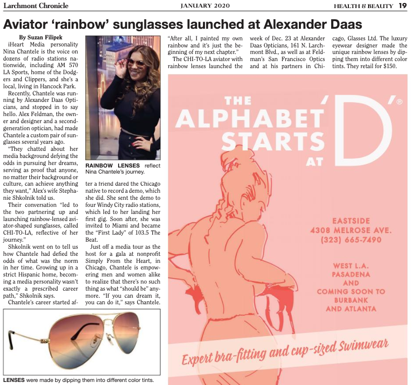 Aviator Rainbow Sunglasses Launched at Alexander Daas Magazine Article