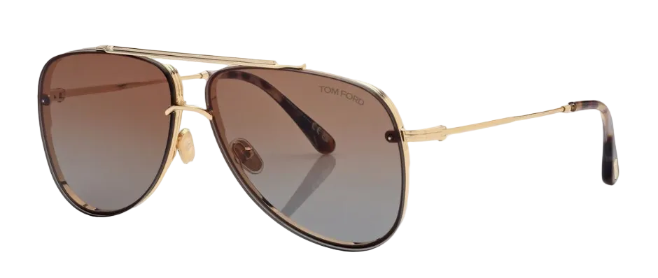 Alexander Daas - Tom Ford Leon Sunglasses - 30F Shiny Deep Gold - Brown Gradient - Side View