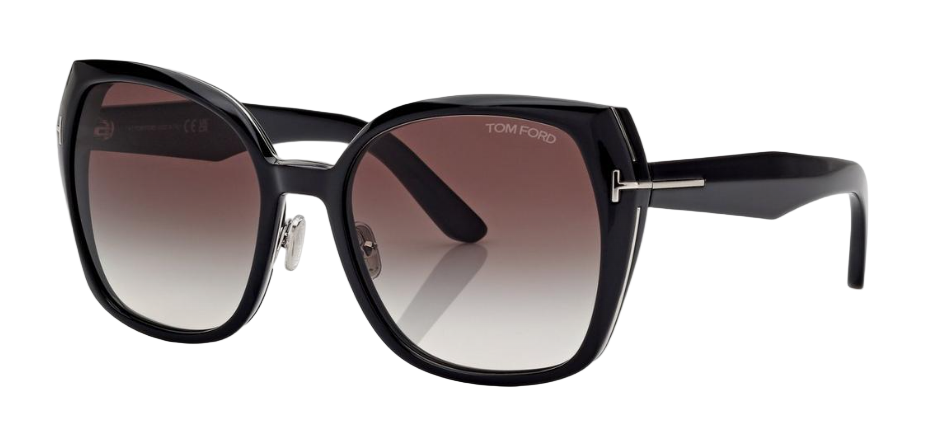 Alexander Daas - Tom Ford Plum FT1223 Sunglasses - 01B Shiny Black - Brown Gradient - Side View
