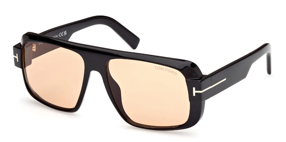 Alexander Daas - Tom Ford Turner FT1101 Sunglasses - 01E Shiny Black - Orange Photochromic - Side View