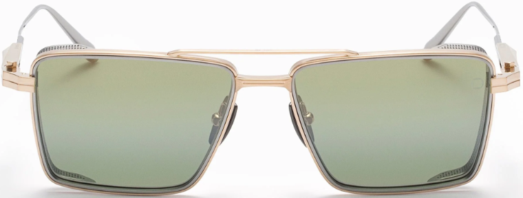 Alexander Daas - Akoni Sprint-A Sunglasses - Brushed White Gold - Dark Olive Silver Flash - Front View