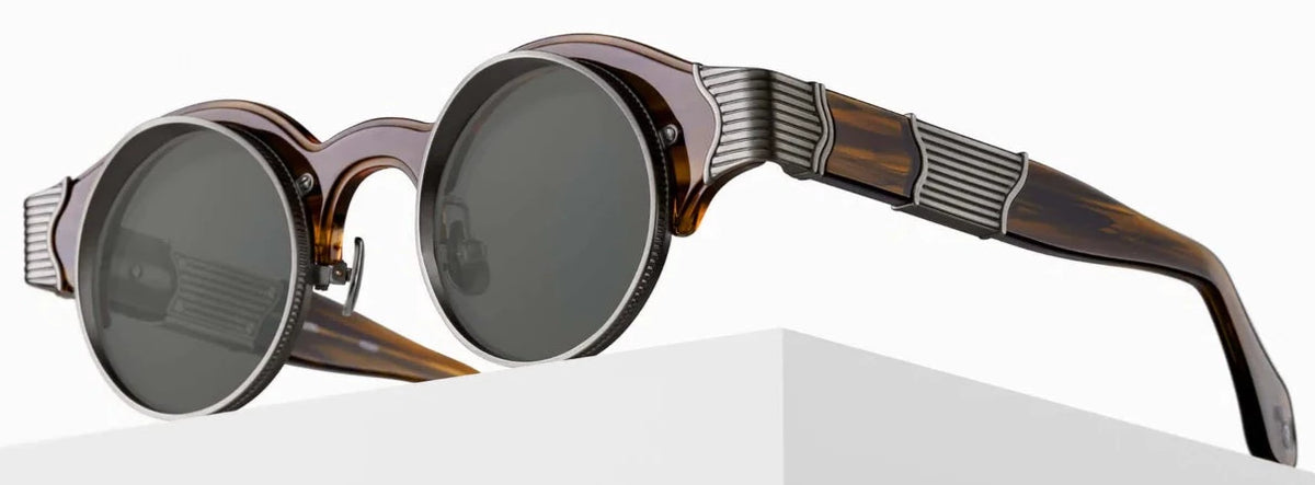 Alexander Daas - Matsuda 10605H Sunglasses - Antique Silver &amp; Grey - Angle