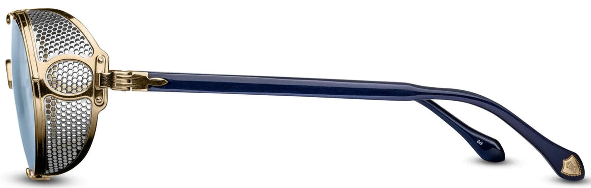 Alexander Daas - Matsuda 10610H Sunglasses - Brushed Gold &amp; Cobalt Blue - Side View