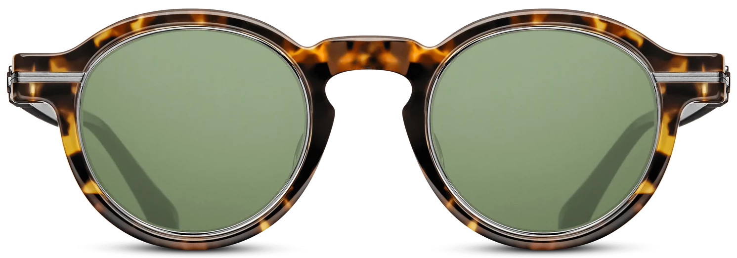 Alexander Daas - Matsuda M2050 Sunglasses - Tokyo Tortoise & Brushed Silver - Sage Green - Front View