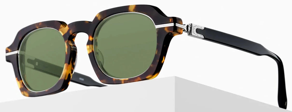 Alexander Daas - Matsuda M2055 Sunglasses - Tokyo Tortoise & Brushed Silver - Sage Green - Angle