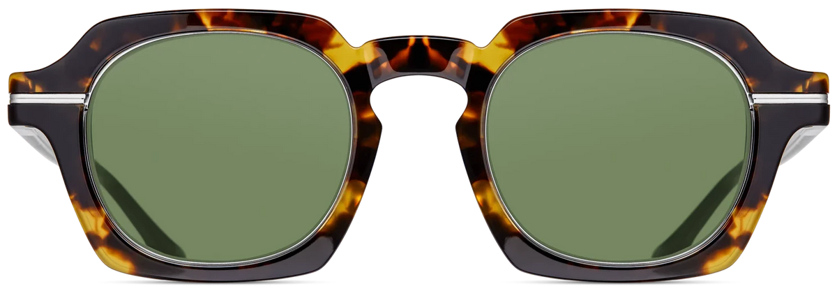 Alexander Daas - Matsuda M2055 Sunglasses - Tokyo Tortoise &amp; Brushed Silver - Sage Green - Front View