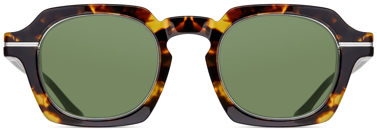 Alexander Daas - Matsuda M2055 Sunglasses - Tokyo Tortoise & Brushed Silver - Sage Green - Front View