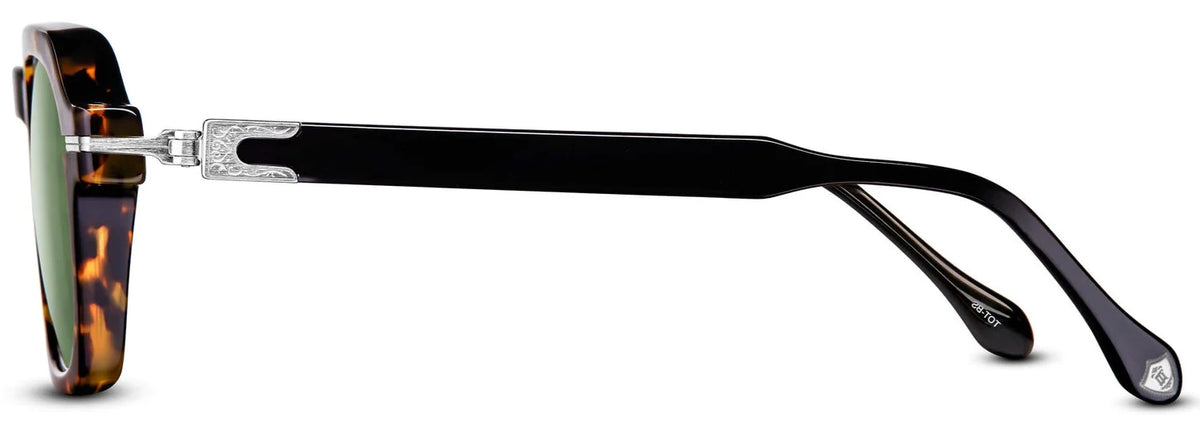 Alexander Daas - Matsuda M2055 Sunglasses - Tokyo Tortoise &amp; Brushed Silver - Sage Green - Side View