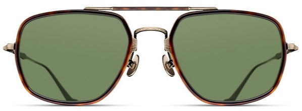 Alexander Daas - Matsuda M3123 Sunglasses - Antique Gold &amp; Dark Tortoise - Sage Green - Front View