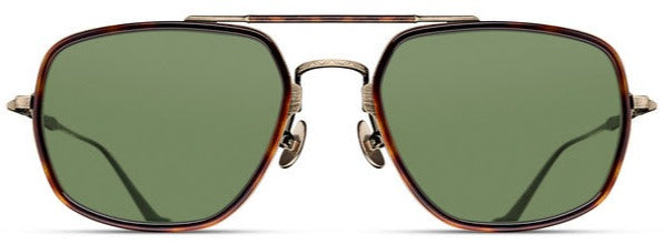 Alexander Daas - Matsuda M3123 Sunglasses - Antique Gold & Dark Tortoise - Sage Green - Front View