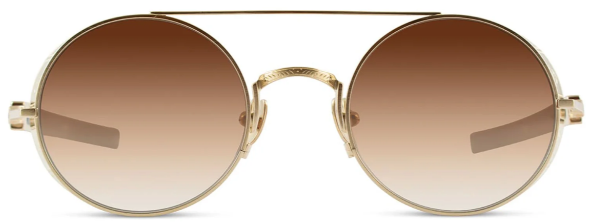 Alexander Daas - Matsuda M3128 Sunglasses - Brushed Gold &amp; Black - Brown Gradient - Front View