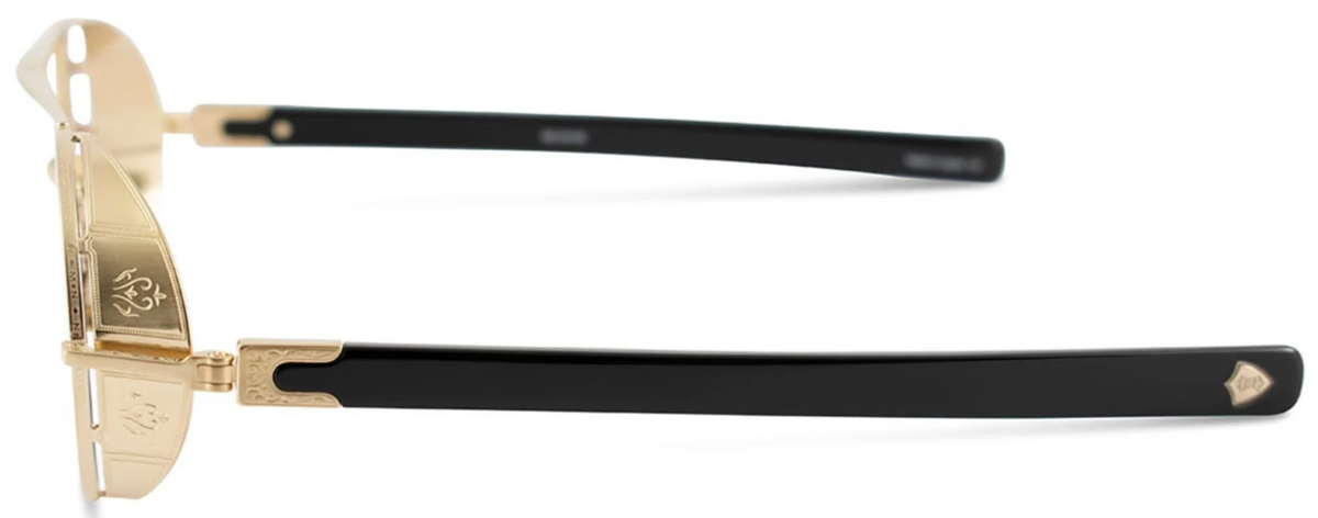 Alexander Daas - Matsuda M3128 Sunglasses - Brushed Gold &amp; Black - Brown Gradient - Side View