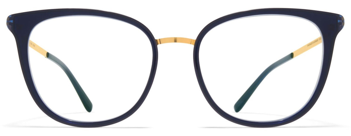 Alexander Daas - Mykita Annika Eyeglasses - Glossy Gold &amp; Milky Indigo - Front View