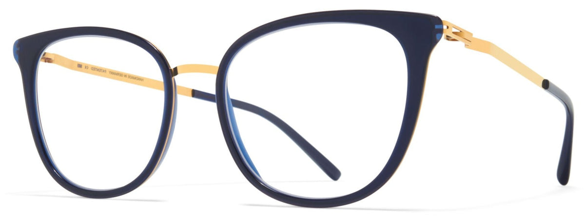 Alexander Daas - Mykita Annika Eyeglasses - Glossy Gold &amp; Milky Indigo - Side View