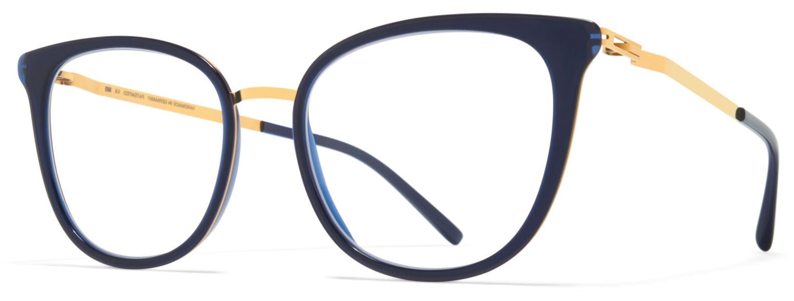 Alexander Daas - Mykita Annika Eyeglasses - Glossy Gold & Milky Indigo - Side View