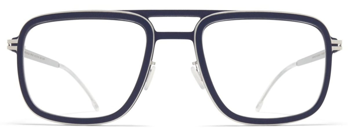 Alexander Daas - Mykita Mylon Spruce Eyeglasses - Navy Blue &amp; Shiny Silver - Front View