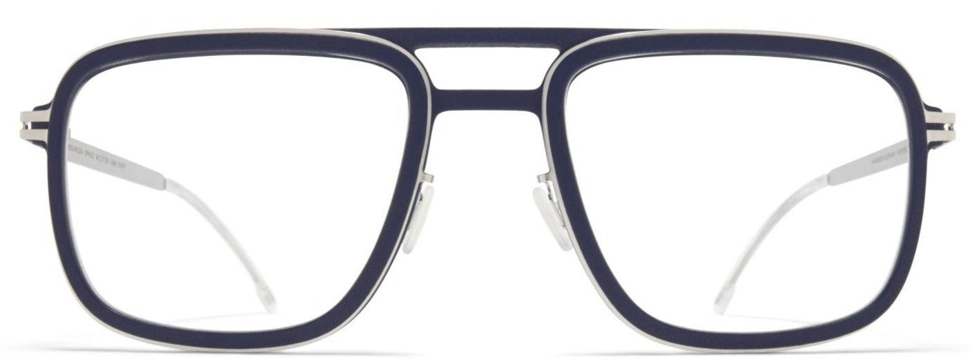 Alexander Daas - Mykita Mylon Spruce Eyeglasses - Navy Blue & Shiny Silver - Front View