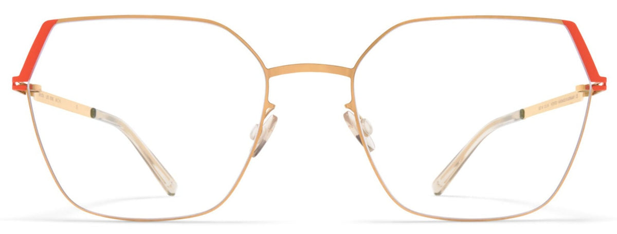 Alexander Daas - Mykita Stine Eyeglasses - Glossy Gold &amp; Daylily Orange - Front View