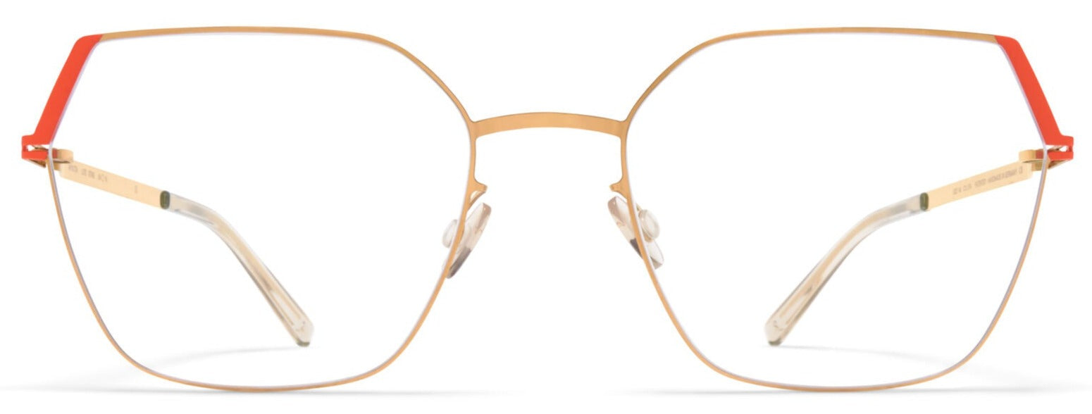 Alexander Daas - Mykita Stine Eyeglasses - Glossy Gold & Daylily Orange - Front View