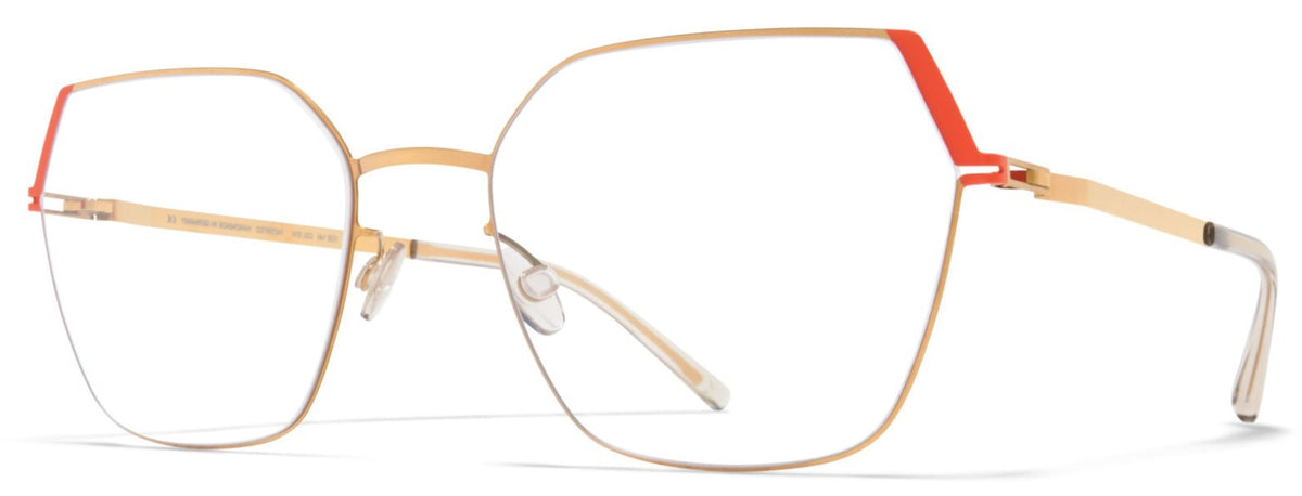 Alexander Daas - Mykita Stine Eyeglasses - Glossy Gold &amp; Daylily Orange - Side View