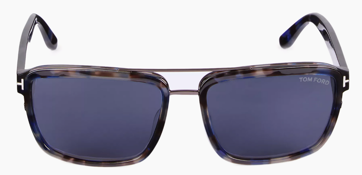 Alexander Daas - Tom Ford Anders FT0780 Sunglasses - Blue Havana &amp; Solid Blue Lenses - Front View