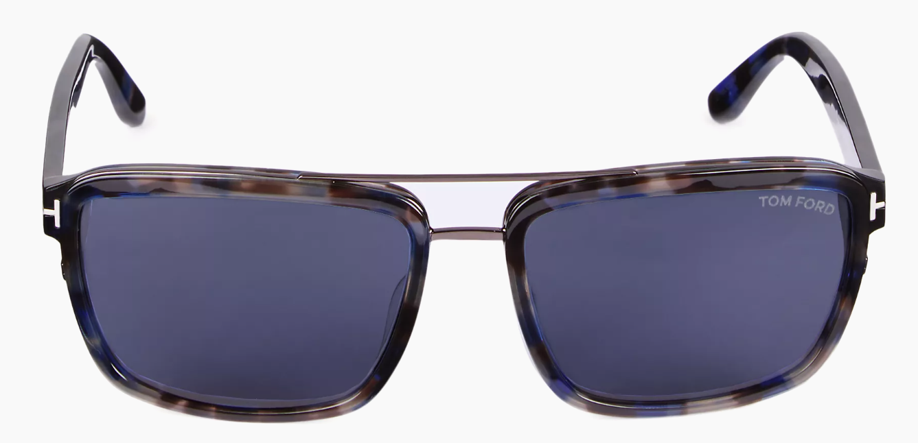 Alexander Daas - Tom Ford Anders FT0780 Sunglasses - Blue Havana & Solid Blue Lenses - Front View