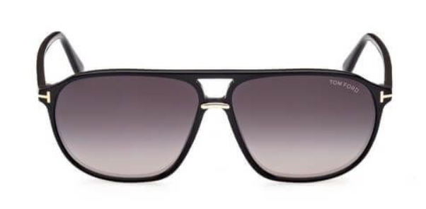 Alexander Daas - Tom Ford Bruce FT1026 Sunglasses - Shiny Black - Grey Gradient - Front View