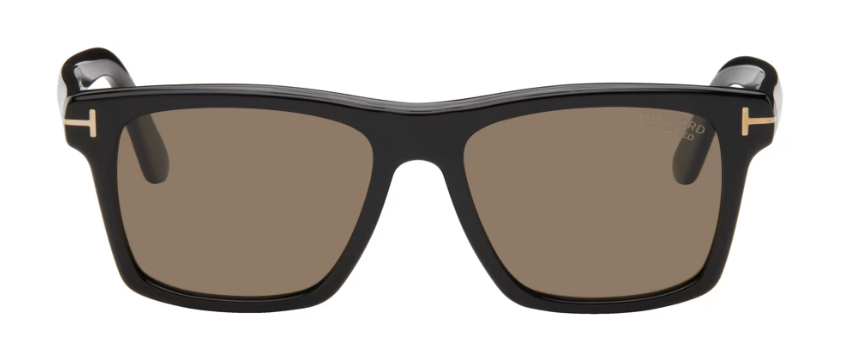 Alexander Daas - Tom Ford Buckley FT0906 Sunglasses - Shiny Black Polarized Brown Lenses - Front View