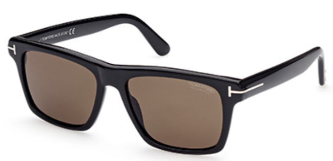 Alexander Daas - Tom Ford Buckley FT0906 Sunglasses - Shiny Black Polarized Brown Lenses - Side View