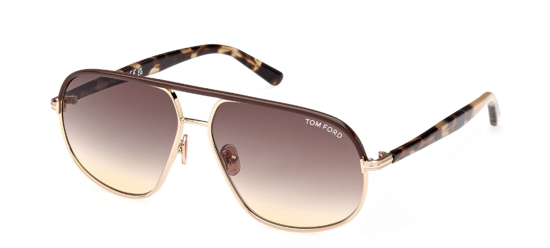 Alexander Daas - Tom Ford FT1019 Maxwell Sunglasses - 28F Rose Gold-Havana-Gradient Brown - Side View