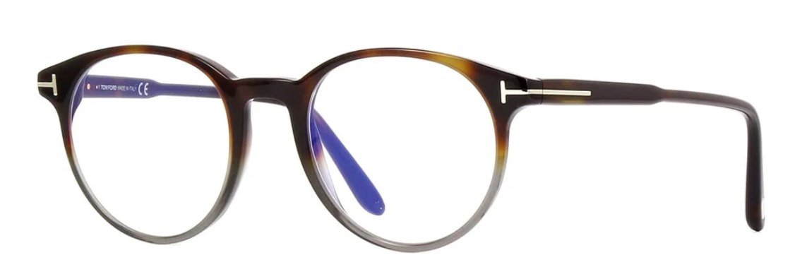Alexander Daas - Tom Ford FT5695-B Eyeglasses - Shiny Havana &amp; Grey - Side View