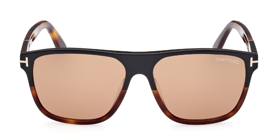 Alexander Daas - Tom Ford Frances Sunglasses - Shiny Black on Dark Havana-Brown - Front View