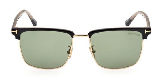 Alexander Daas - Tom Ford Hudson FT0997-H Sunglasses - Shiny Black &amp; Gold Green - Front View