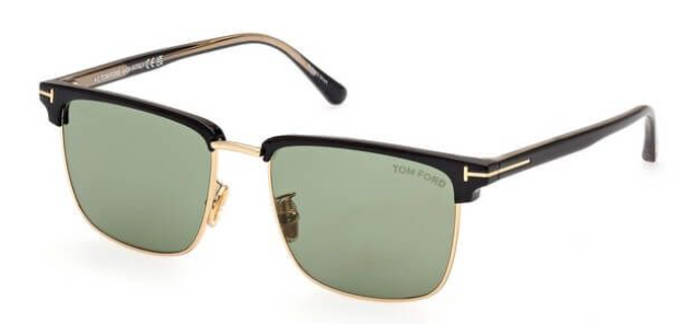 Alexander Daas - Tom Ford Hudson FT0997-H Sunglasses - Shiny Black &amp; Gold Green - Side View
