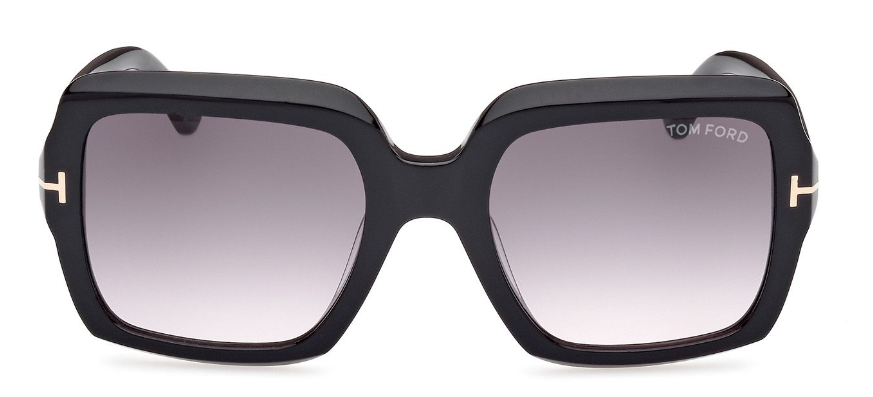 Alexander Daas - Tom Ford Kaya FT1082 Sunglasses - Shiny Black &amp; Grey Gradient Lenses-  Front View