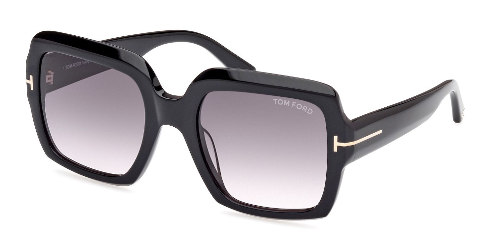Alexander Daas - Tom Ford Kaya FT1082 Sunglasses - Shiny Black &amp; Gradient Grey Lenses - Side View