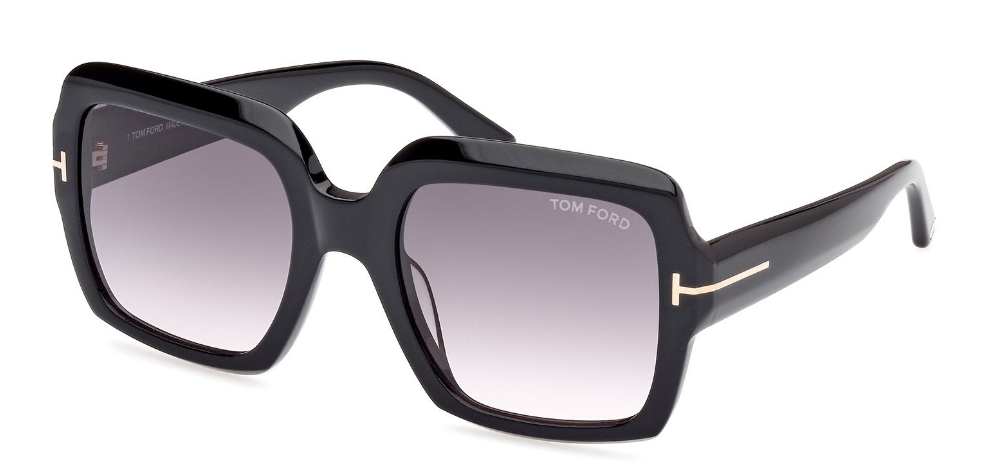 Alexander Daas - Tom Ford Kaya FT1082 Sunglasses - Shiny Black & Gradient Grey Lenses - Side View