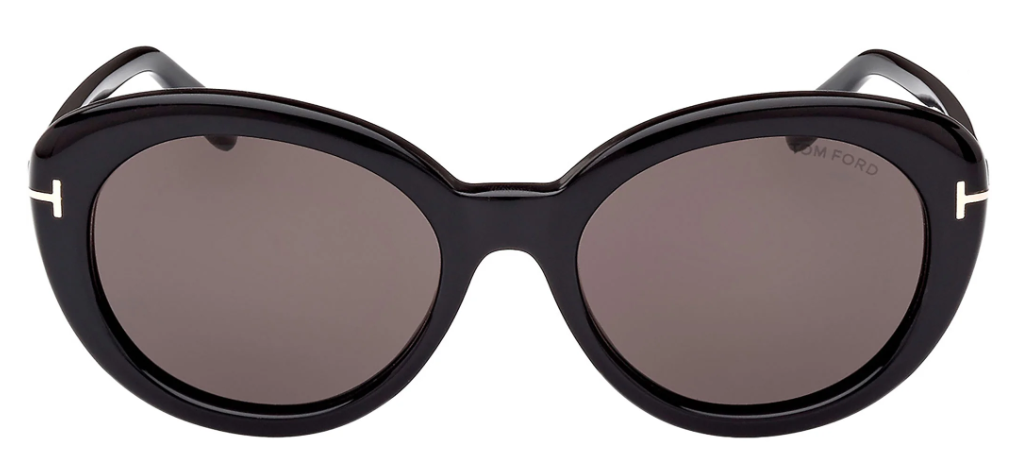 Alexander Daas - Tom Ford Lily FT1009 Sunglasses- Shiny Black &amp; Smoke Grey Lenses- Front View