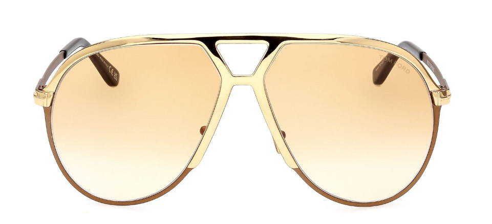 Alexander Daas - Tom Ford Xavier FT1060 Sunglasses - Shiny Gold-Gradient Brown - Front View