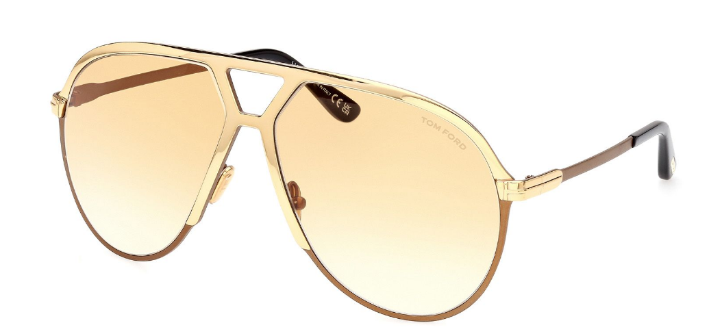 Alexander Daas - Tom Ford Xavier FT1060 Sunglasses - Shiny Gold-Gradient Brown - Side View